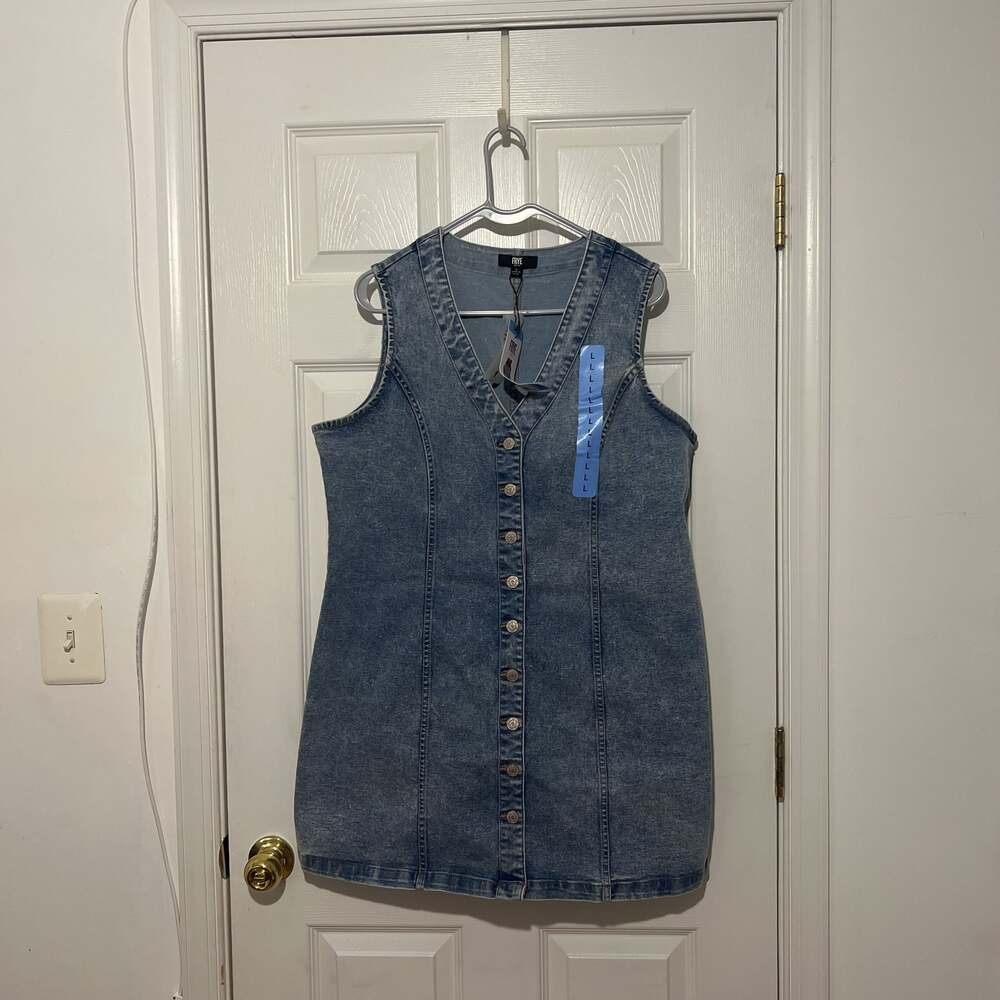 Stylish Frye Blue Denim Front Button Mini Dress NWT